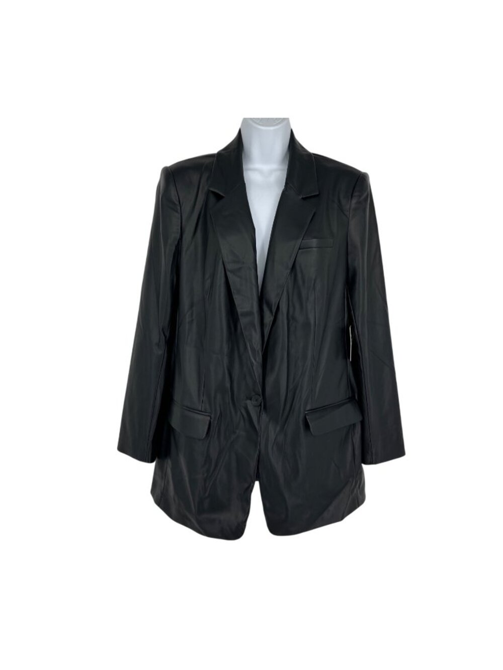 Express Cinch-Back Faux Leather Blazer Adjustable Drawcord Waist Women's Size L